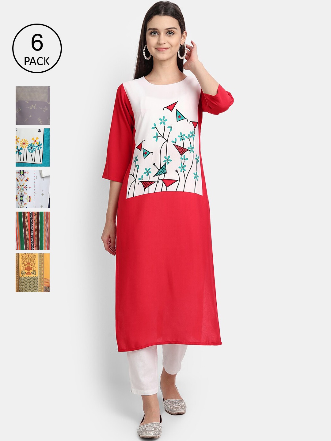 

Ethnic basket Women Multicoloured Printed Crepe Kurta, Multi
