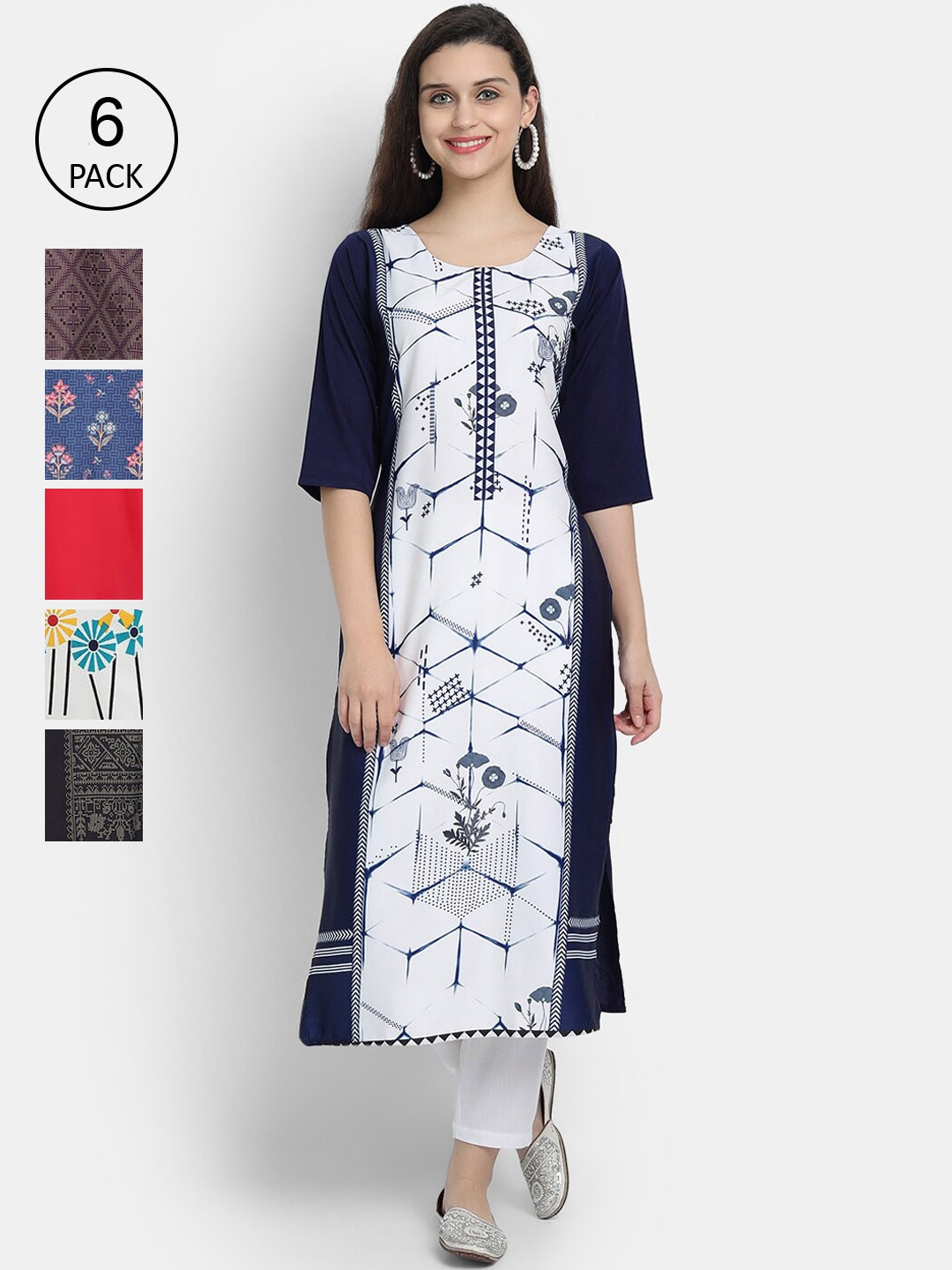 

Ethnic basket Women Multicoloured Printed Crepe Kurta, Multi