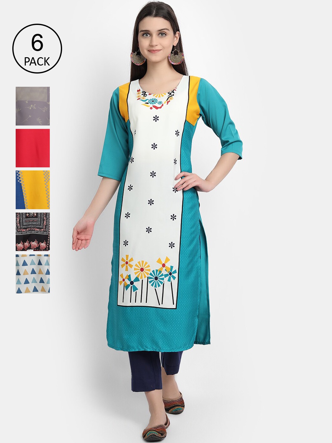 

Ethnic basket Women Multicoloured Printed Crepe Kurta, Multi