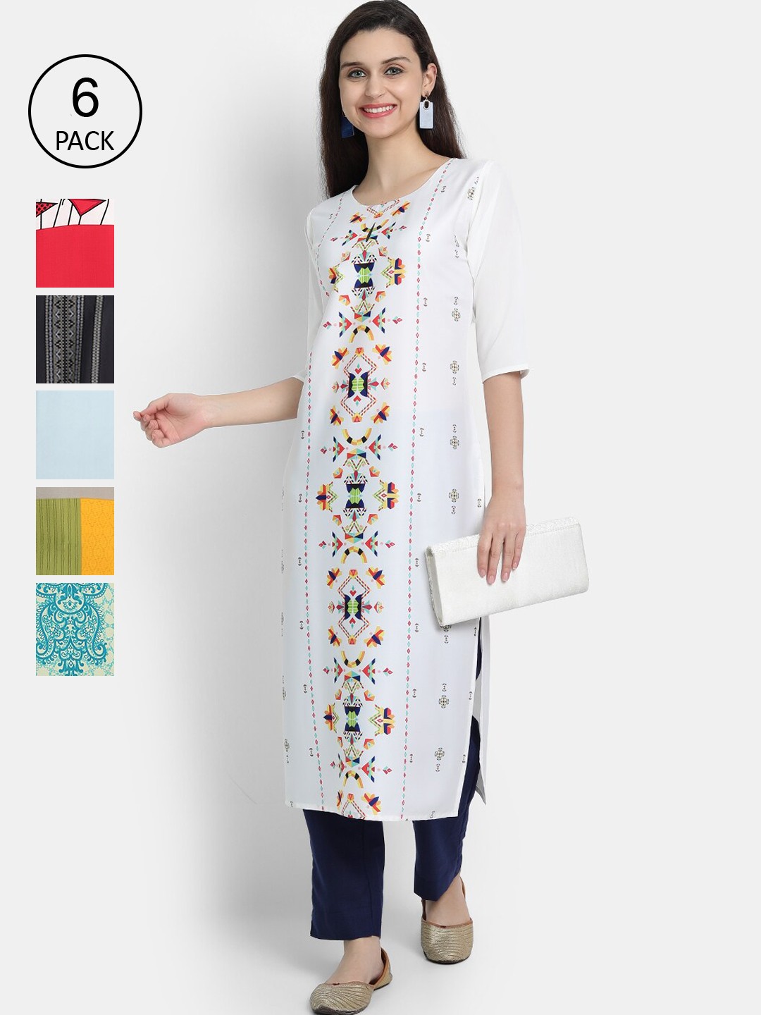 

Ethnic basket Women Multicoloured Printed Crepe Kurta, Multi