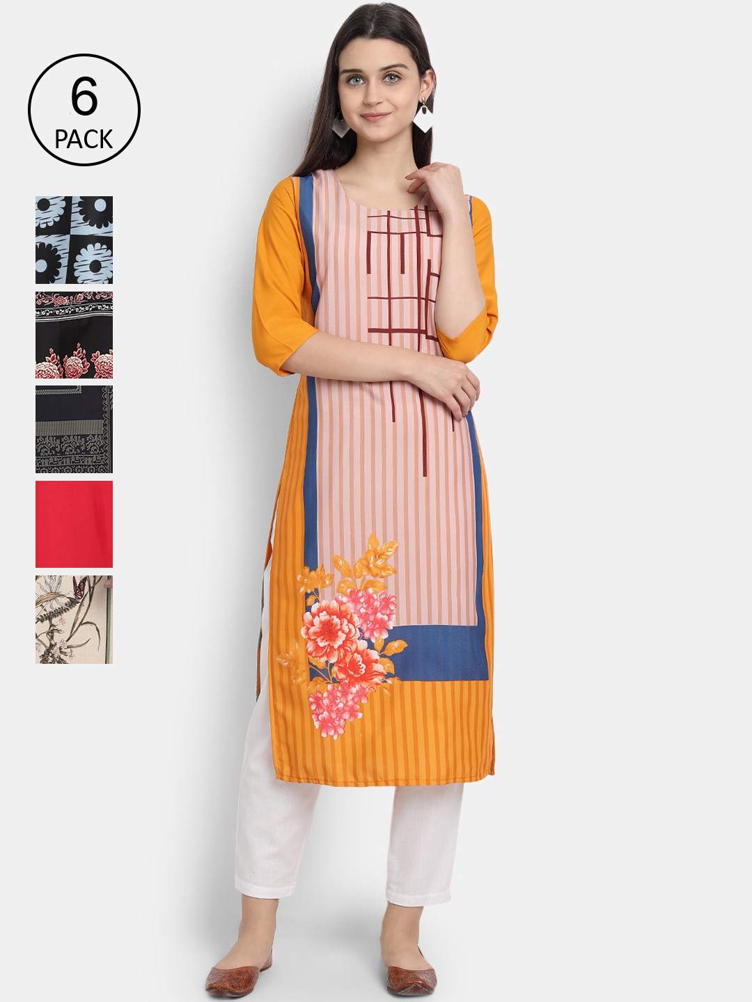 

Ethnic basket Women Multicoloured Floral Printed Crepe Kurta, Multi
