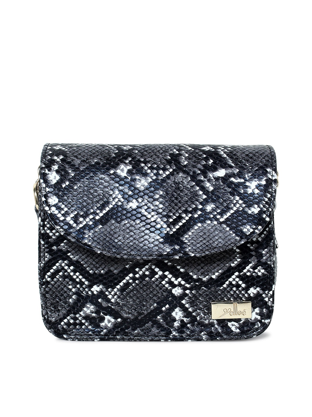 

yelloe Black Animal Printed Structured Sling Bag