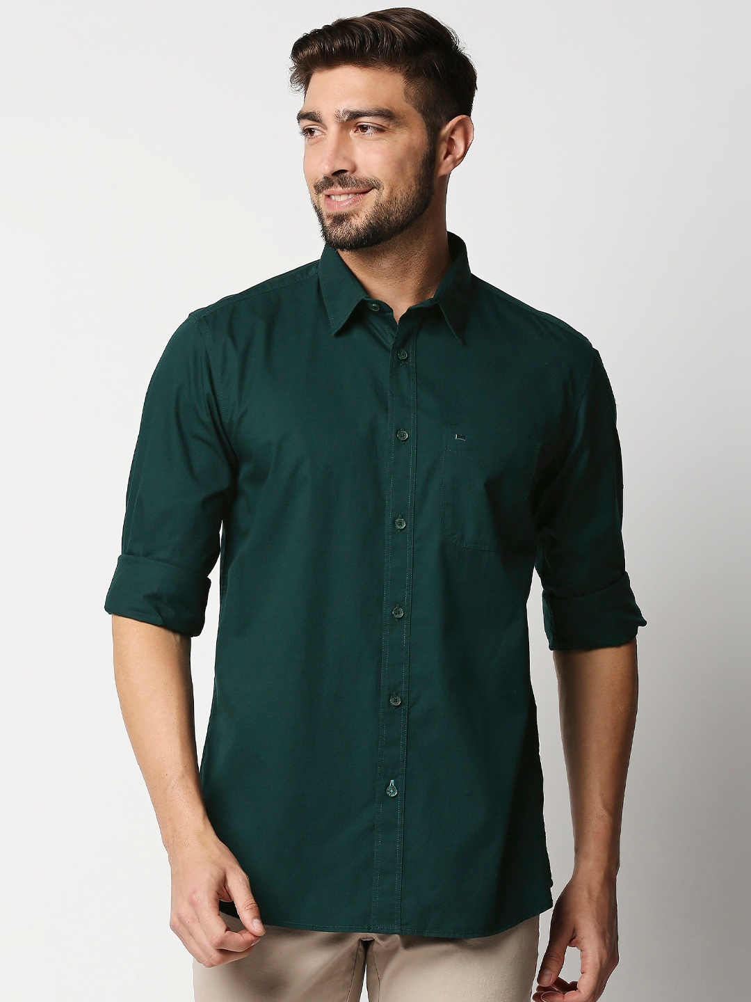 

Basics Men Green Slim Fit Casual Shirt