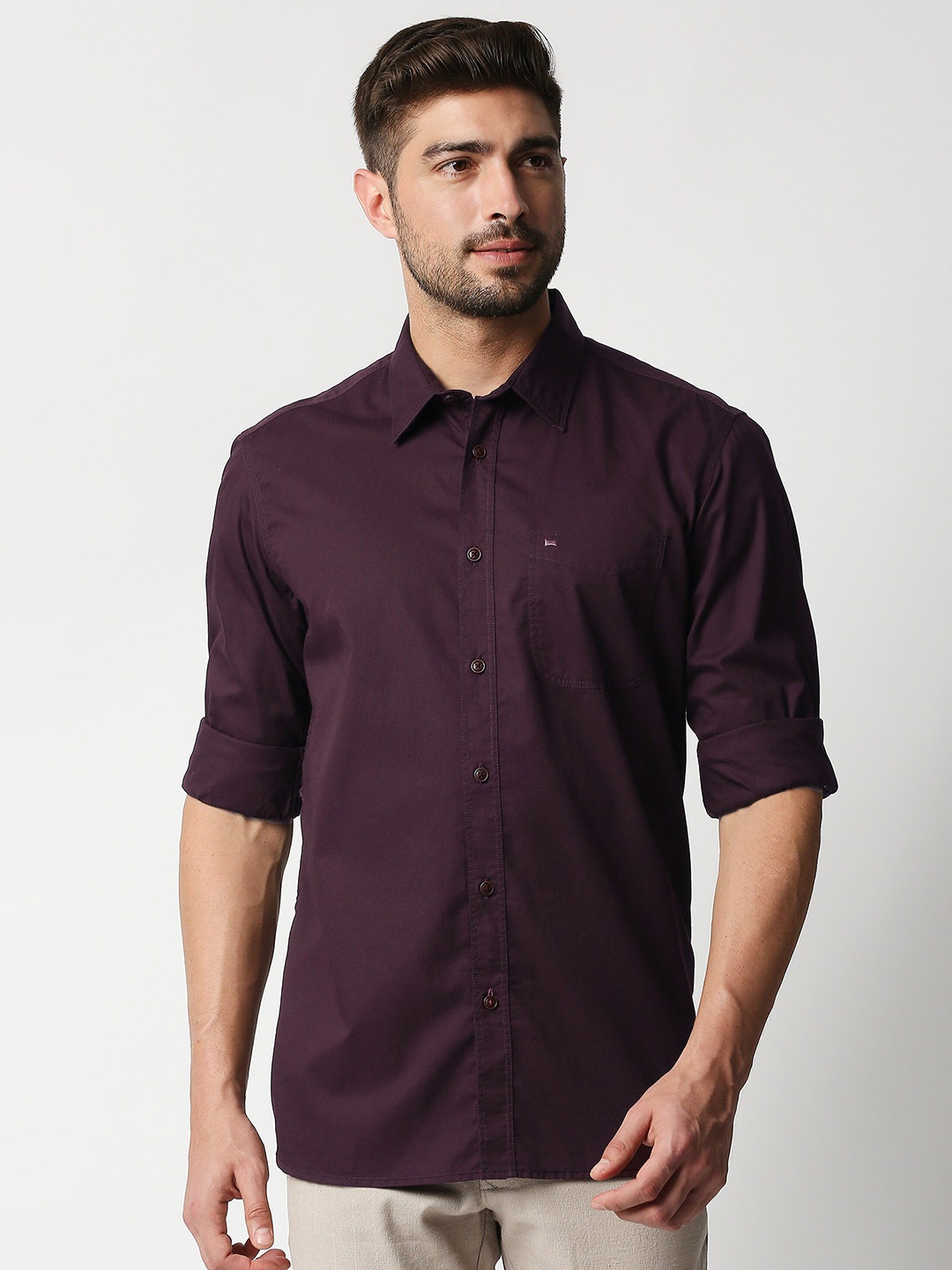 

Basics Men Purple Slim Fit Casual Shirt