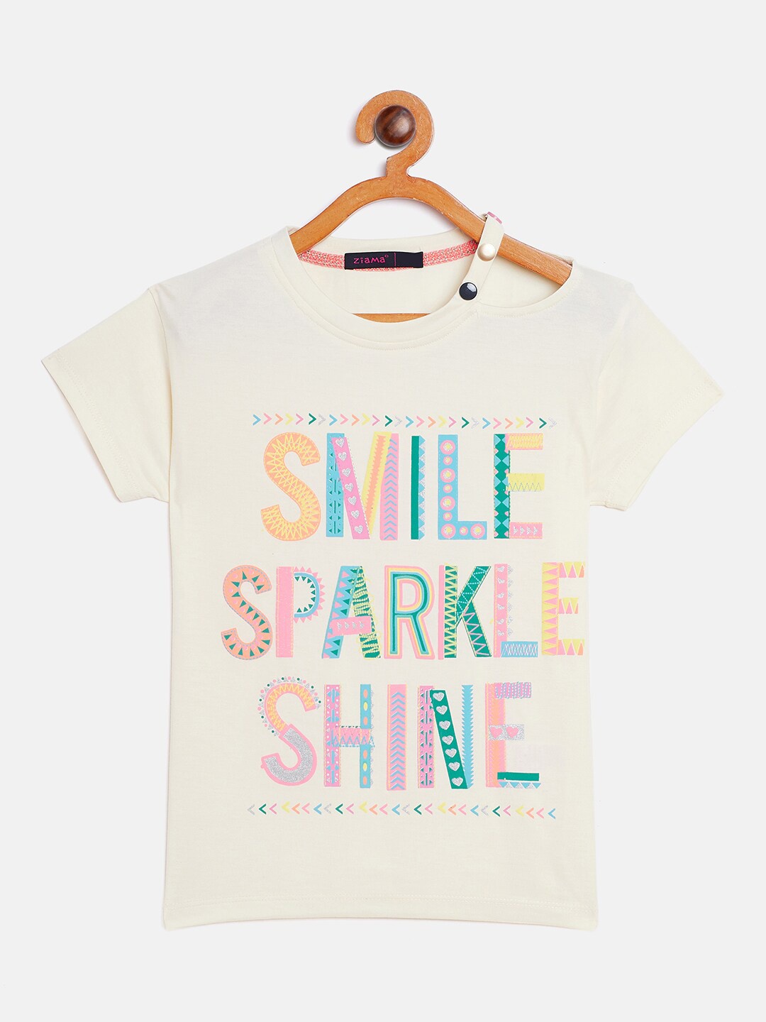 

Ziama Girls Off White Print Top