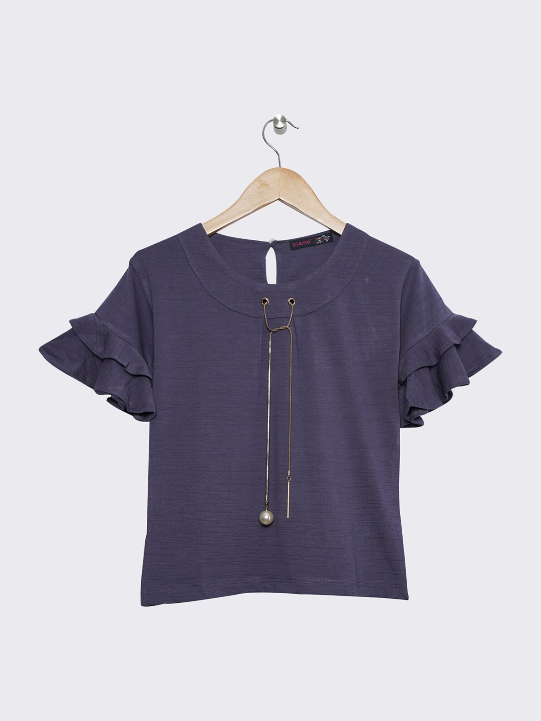 

Ziama Grey Flutter Sleeve Top