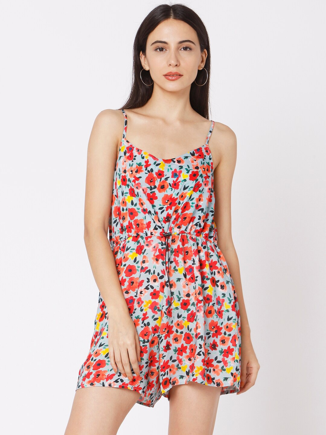 

SPYKAR Women Multicoloured Floral Printed Cotton Basic Jumpsuit, Multi