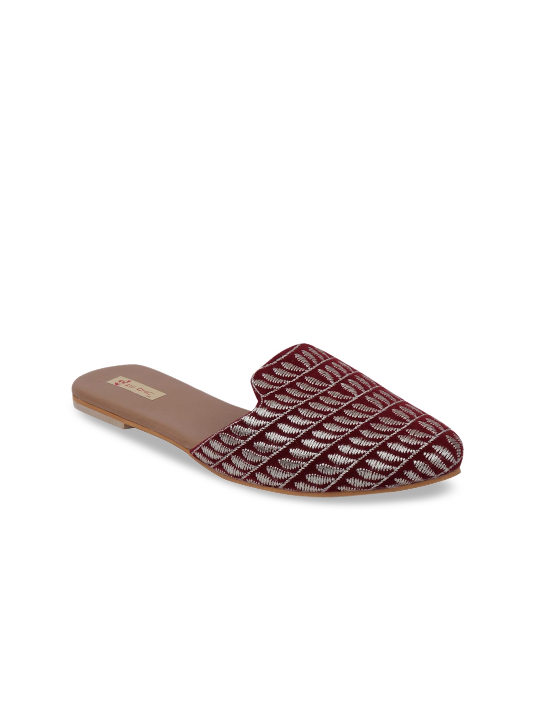 

Ta Chic Women Maroon Printed Leather Ethnic Mules