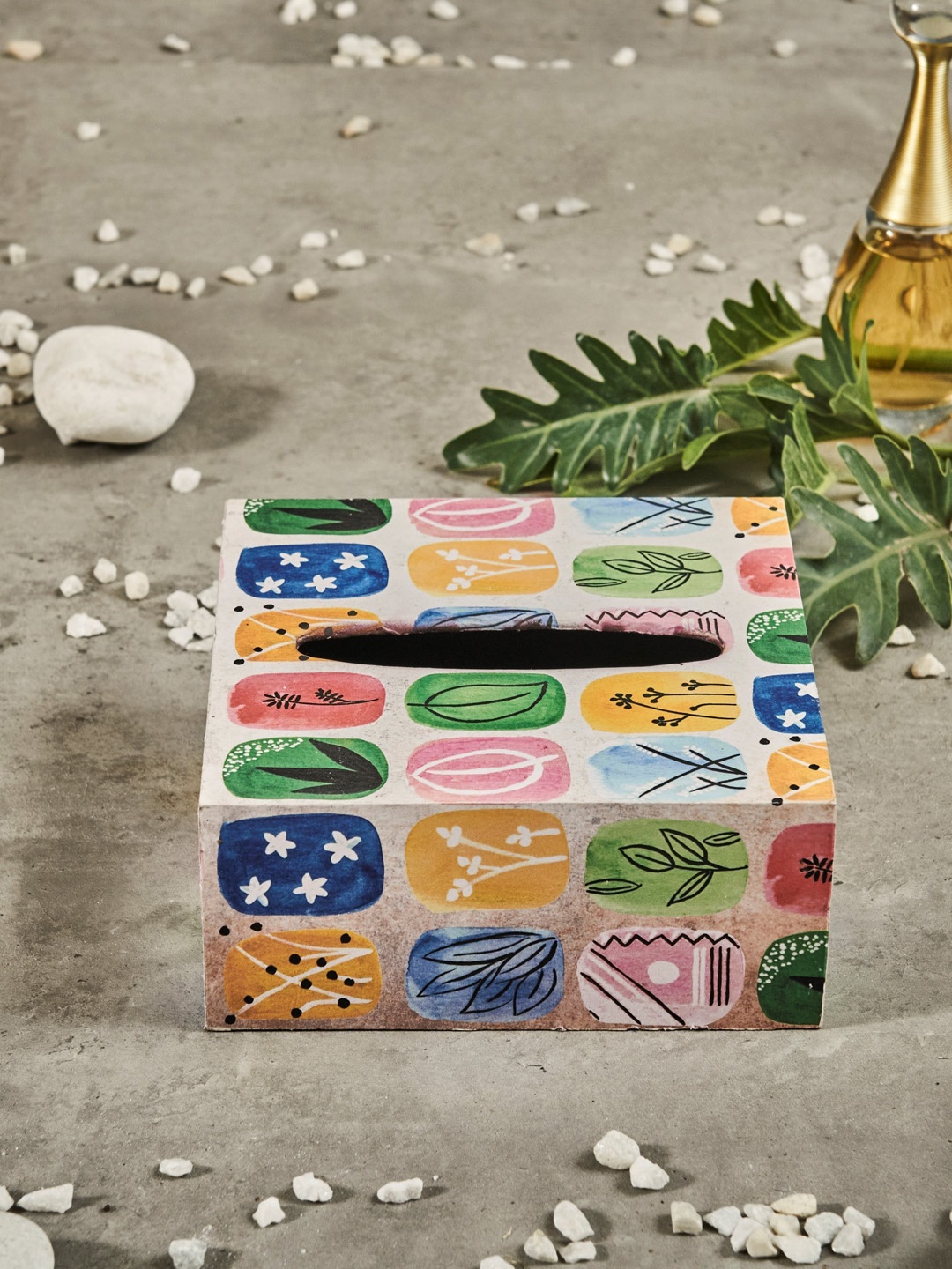 

A Tiny Mistake Multicoloured Printed Wooden Tissue Box, Multi