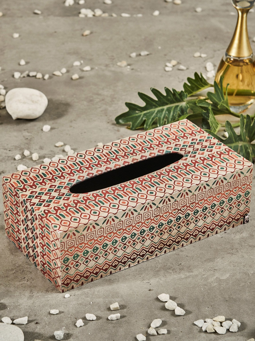 

A Tiny Mistake Taupe Aztec Tissue Box
