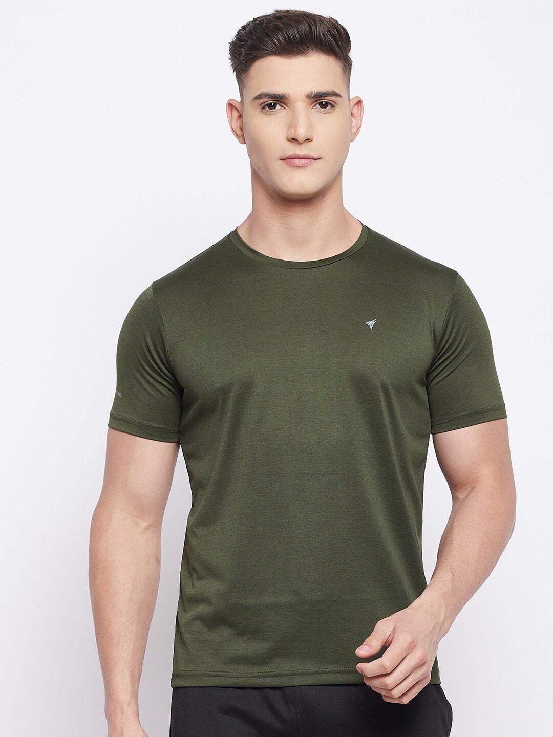 

NEVA Men Olive Green Solid T-shirt