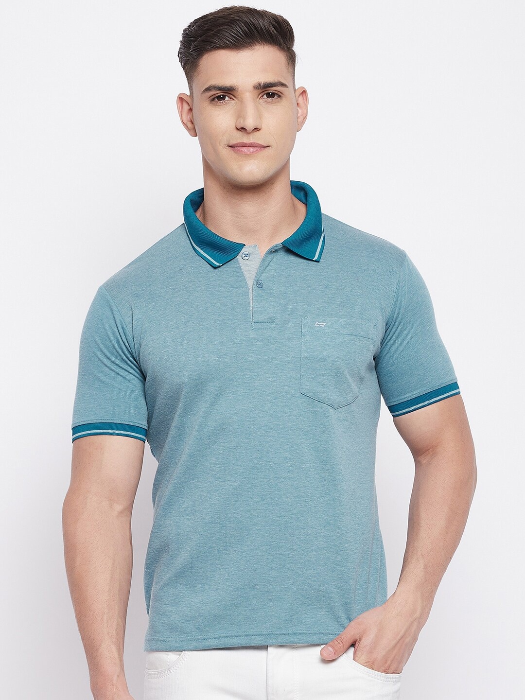 

NEVA Men Blue Polo Collar T-shirt