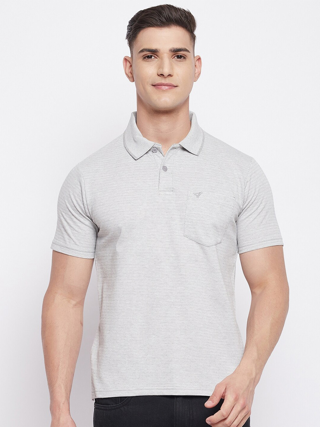 

NEVA Men Grey Polo Collar T-shirt