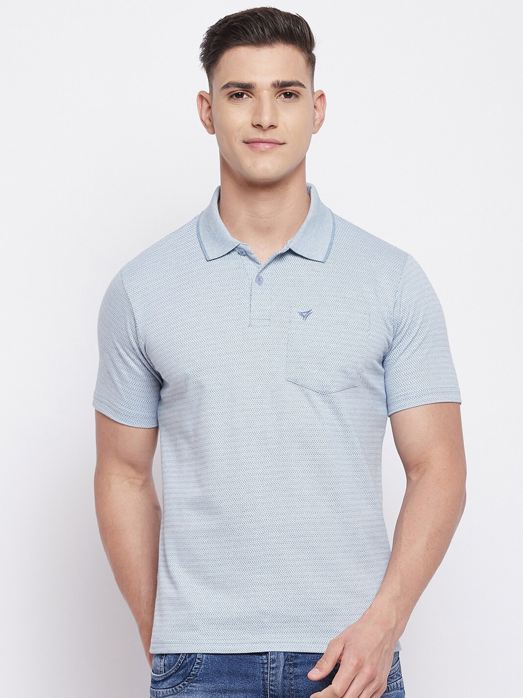 

NEVA Men Blue Polo Collar T-shirt