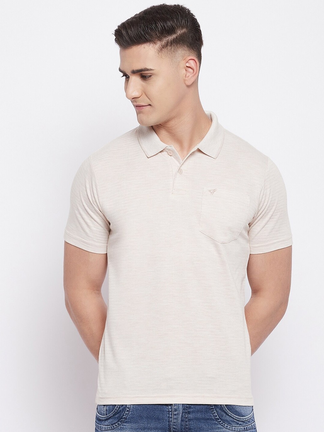 

NEVA Men Brown Polo Collar Cotton T-shirt