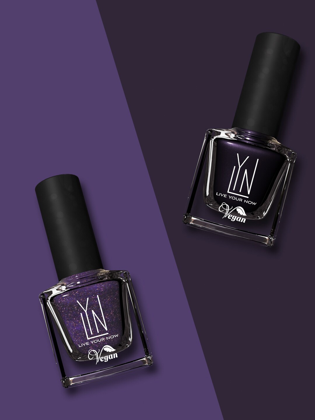 

LYN LIVE YOUR NOW Set of 2 Long Lasting Fast Dry Nail Polish - Stary Night, Purple