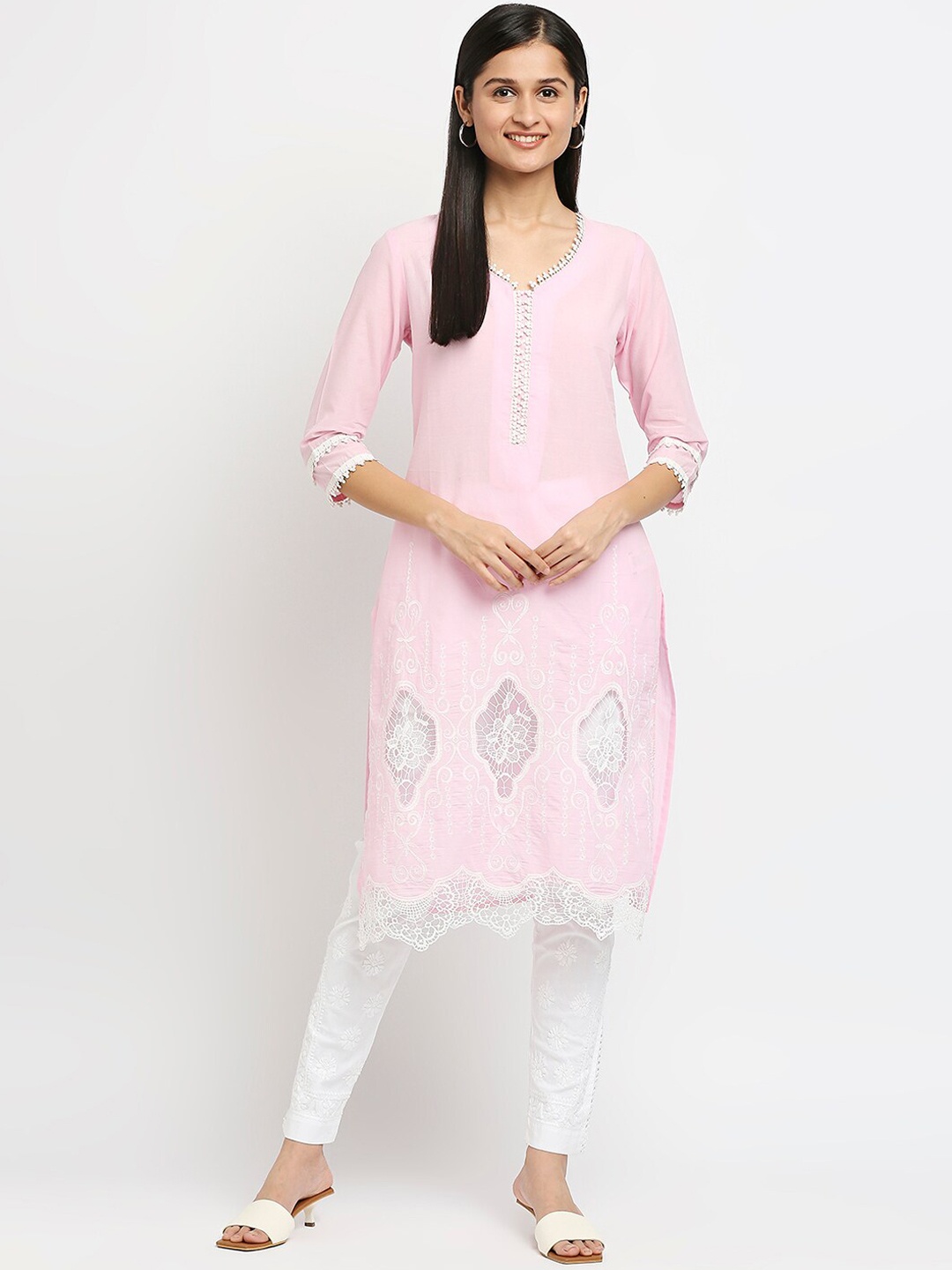 

Ethnicity Women Pink Ethnic Motifs Kurta