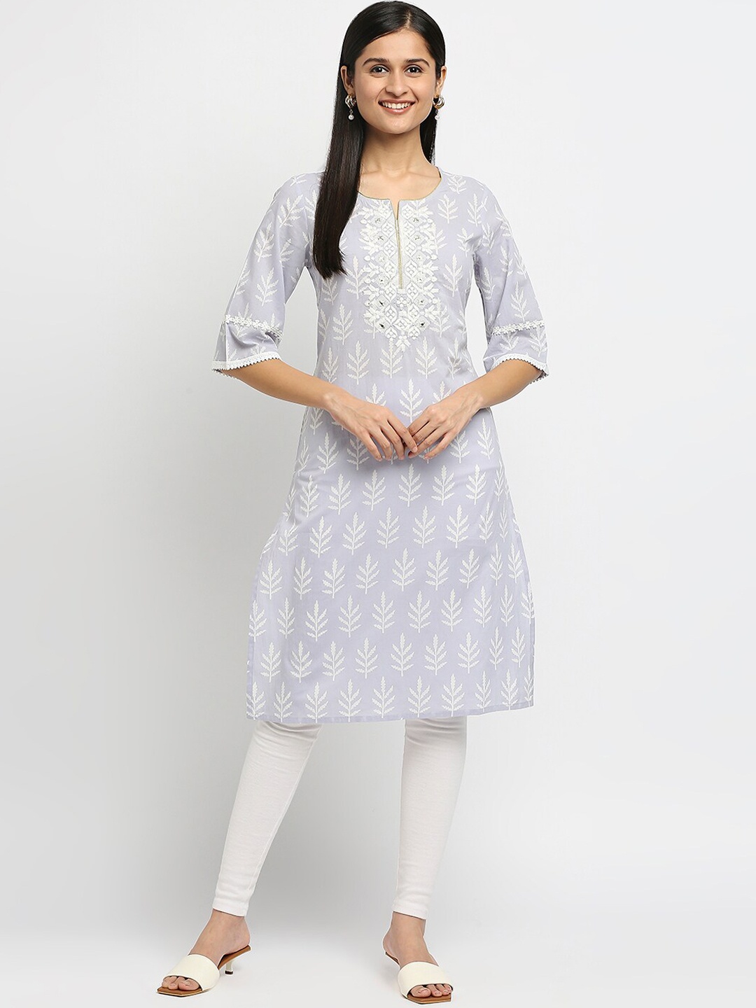 

Ethnicity Grey Ethnic Motifs Yoke Design Embroidered Cotton Kurta