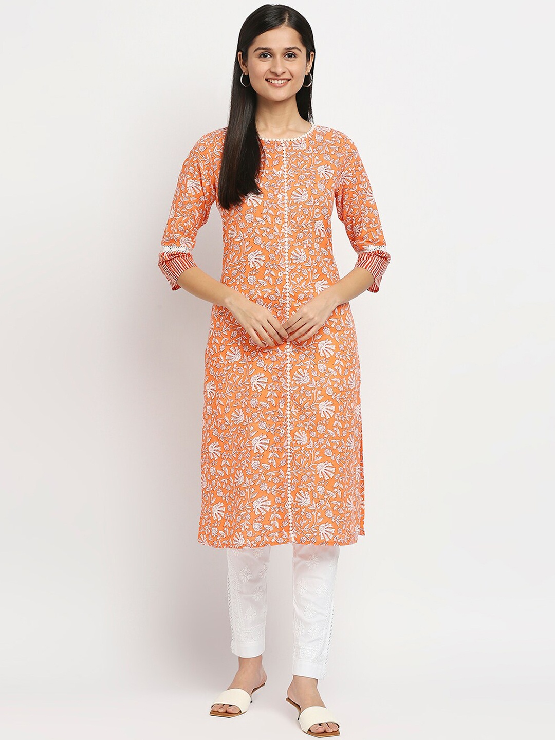

Ethnicity Orange Ethnic Motifs Printed Kurta