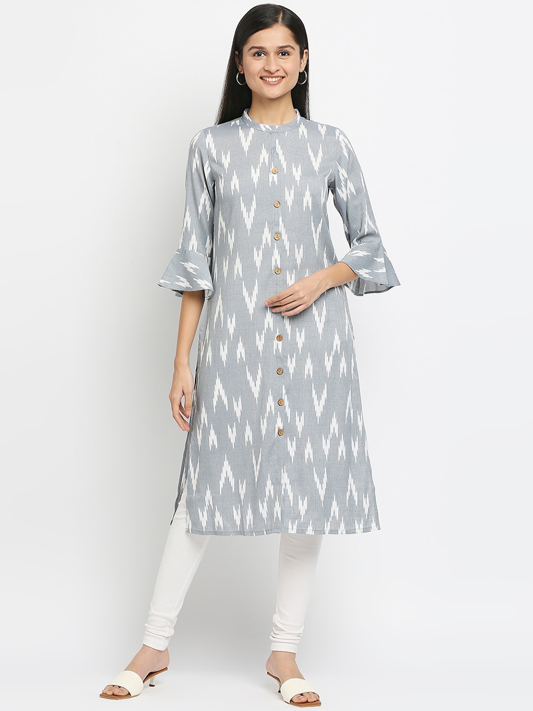 

Ethnicity Women Blue Flared Sleeves Kurta
