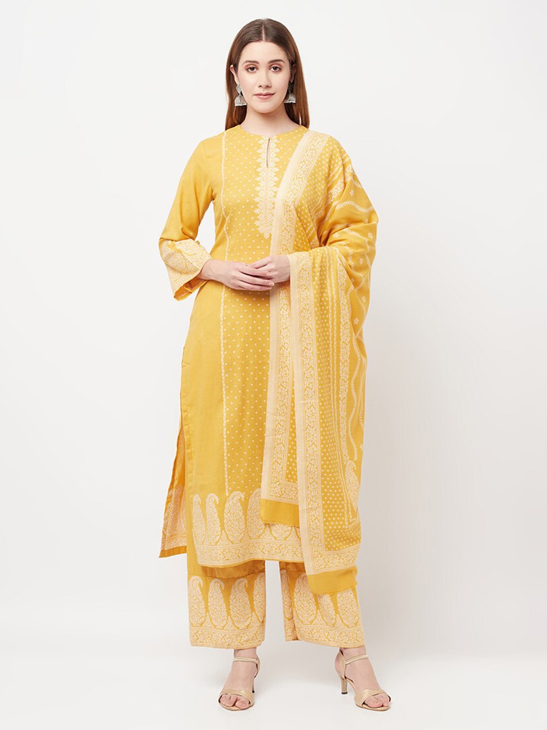 

Safaa Yellow & White Woven Deisgn Unstitched Dress Material