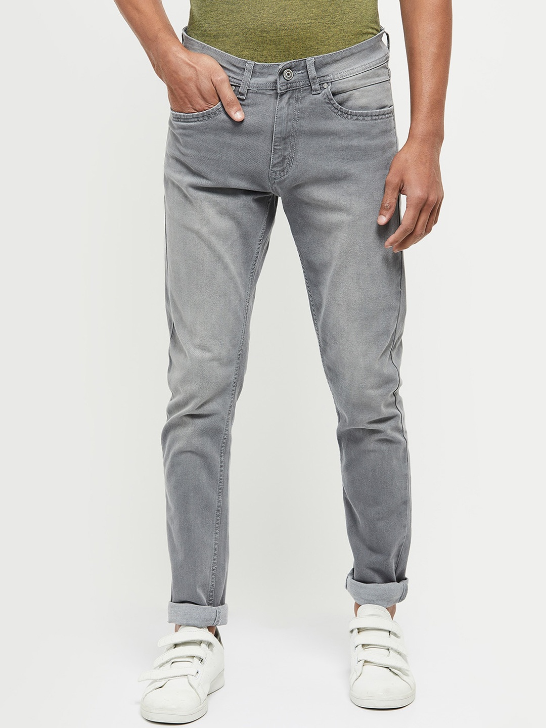 

max Men Grey Heavy Fade Jeans