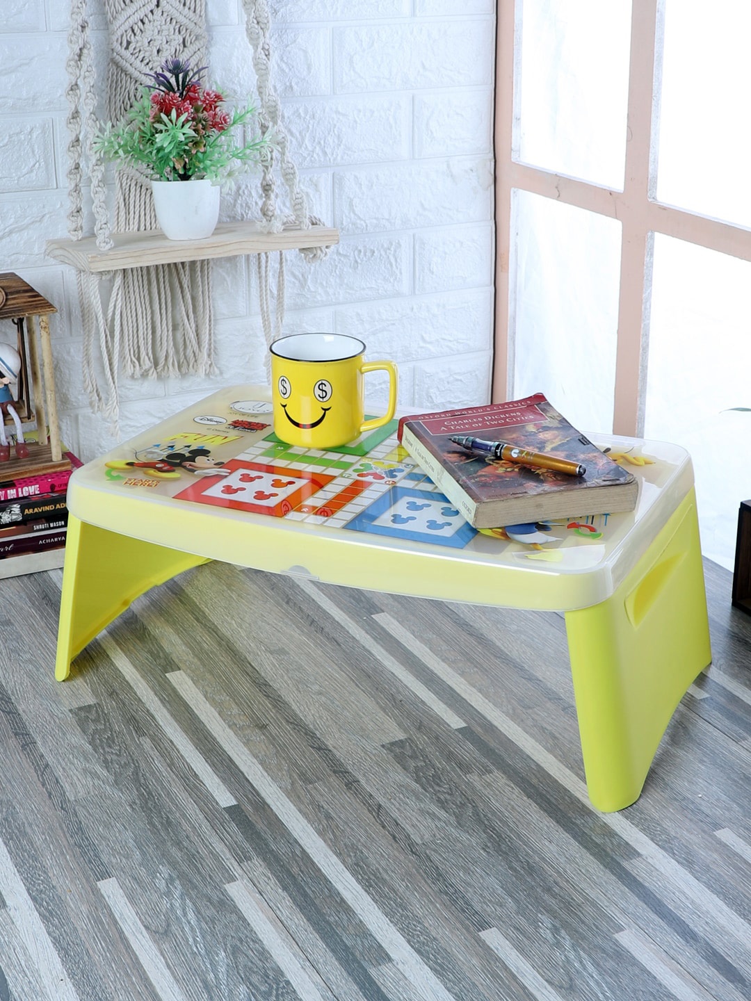 

CDI Yellow & Red Ludo Design Printed Foldable Laptop Table With Storage