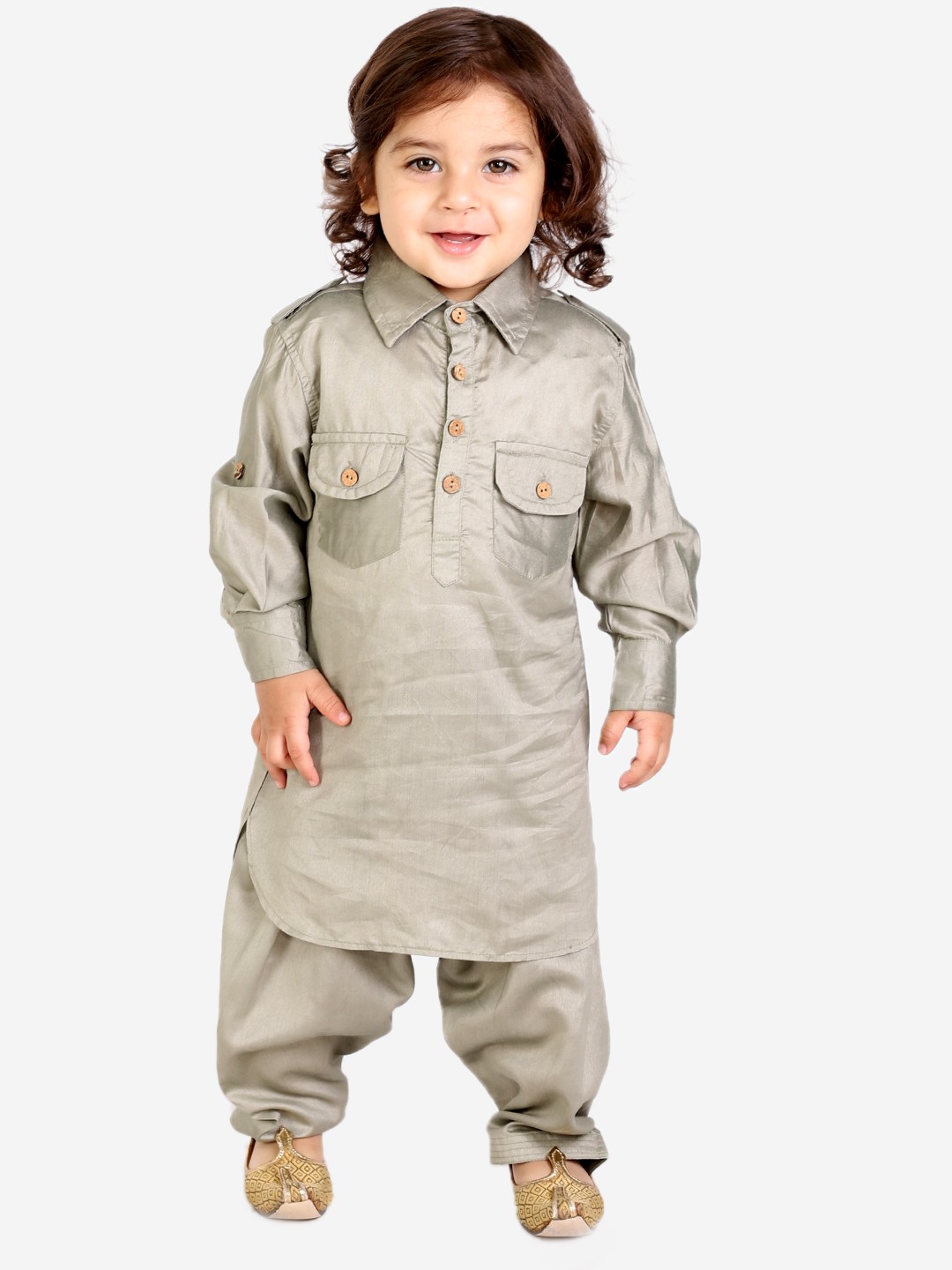 

KID1 Boys Grey Pathani Kurta with Salwar