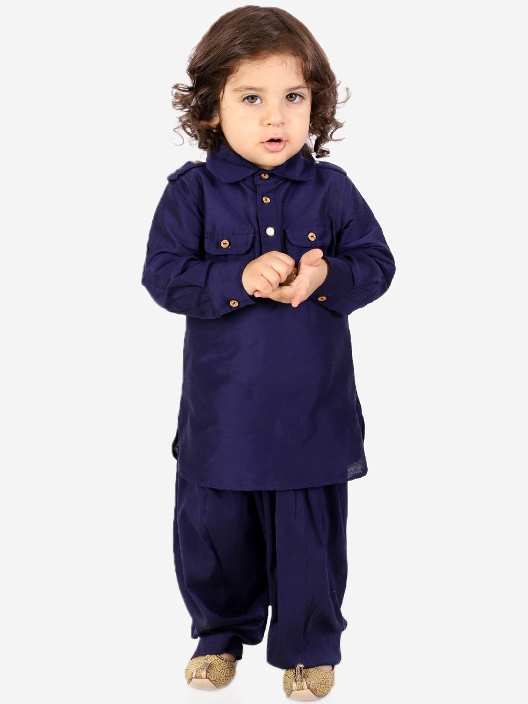 

KID1 Boys Navy Blue Pathani Kurta with Salwar