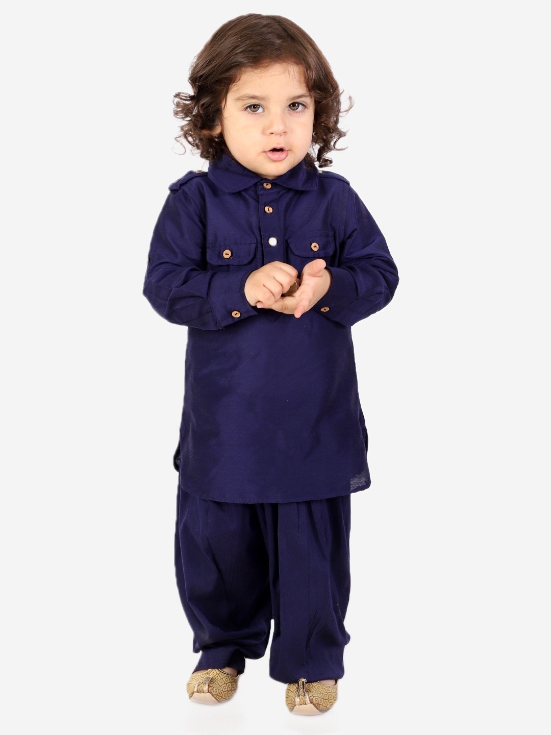 

KID1 Boys Navy Blue Pathani Kurta with Salwar