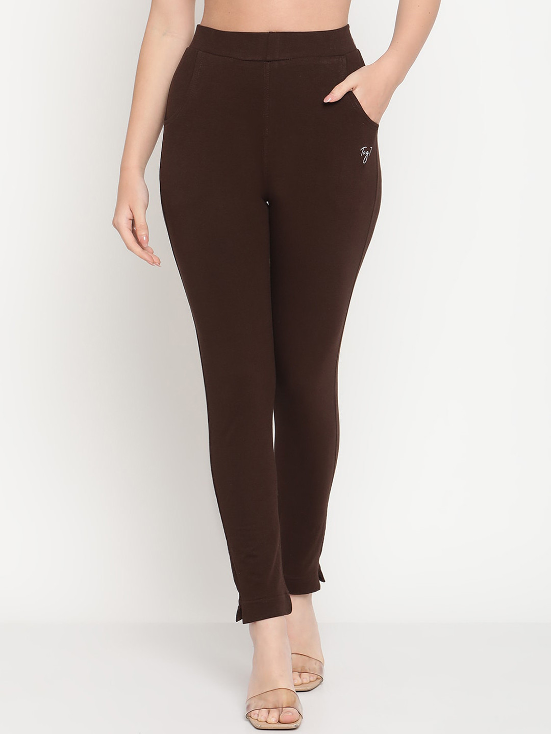 

TAG 7 Women Brown Solid Leggings