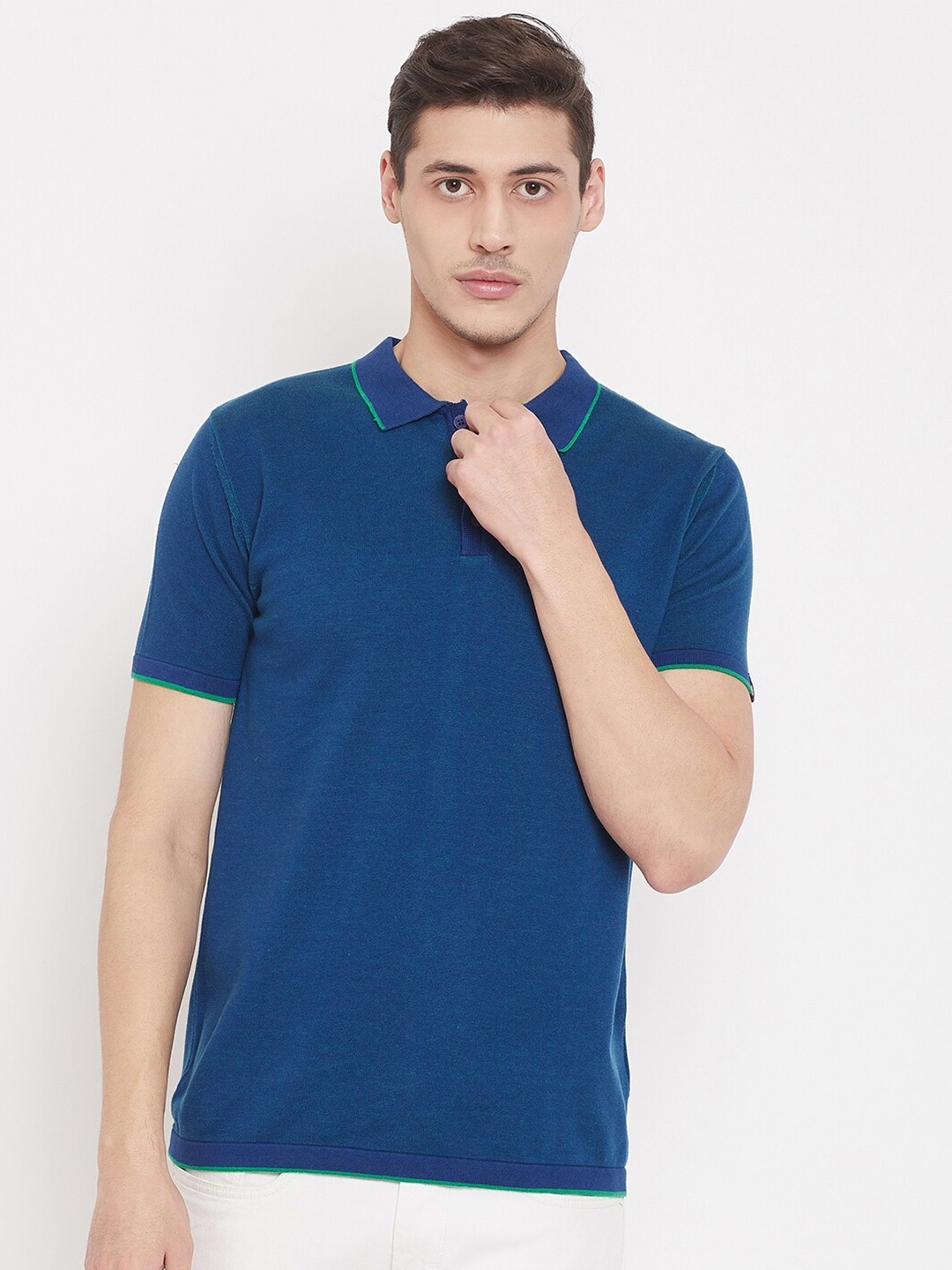 

Duke Men Blue Polo Collar T-shirt