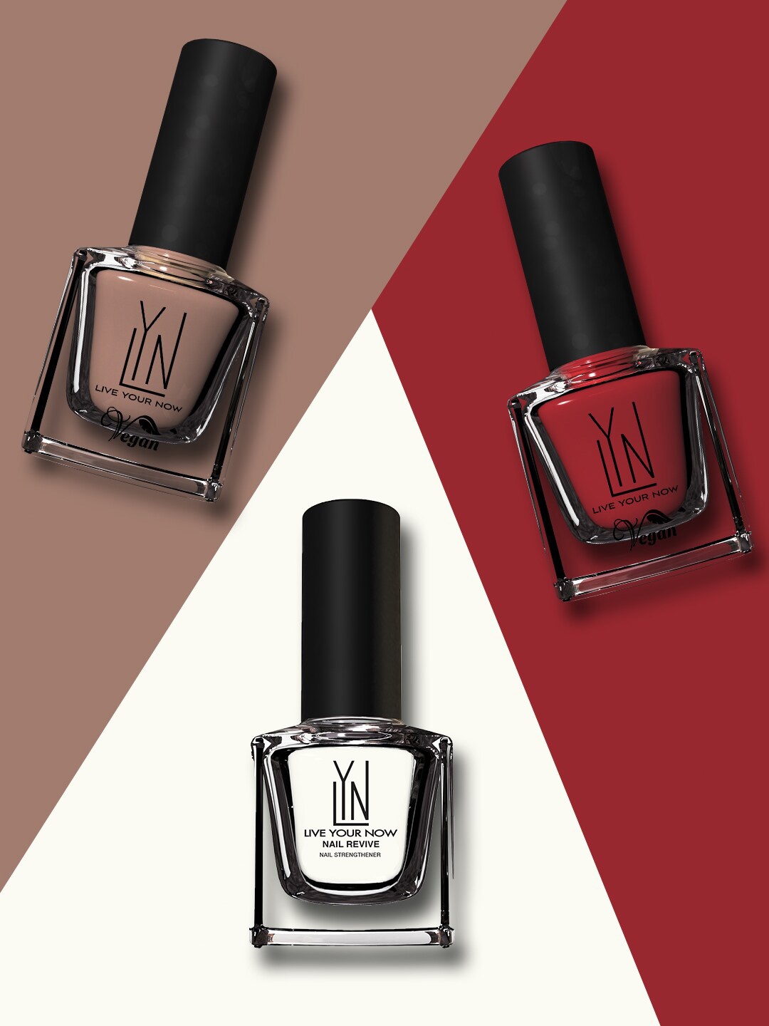 

LYN LIVE YOUR NOW Set of 3 Long Lasting Nail Polish - Eco-Friendly, Brown
