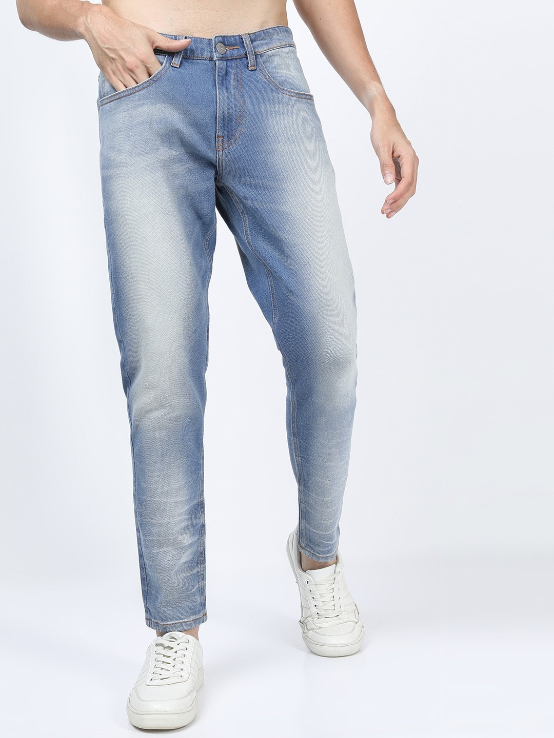 

KETCH Men Blue Tapered Fit Low Distress Heavy Fade Stretchable Jeans