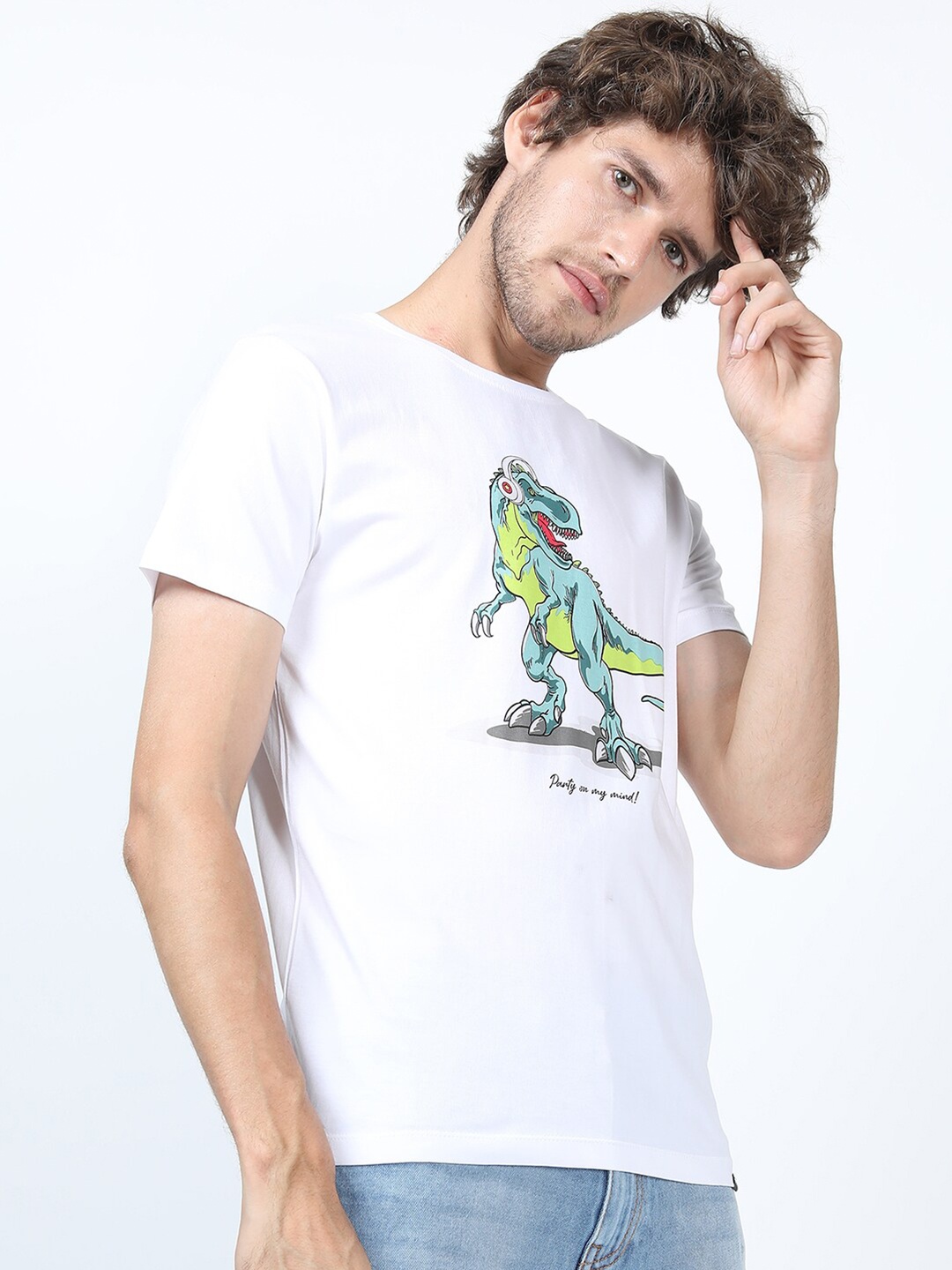 

KETCH Men White Printed Slim Fit Cotton T-shirt