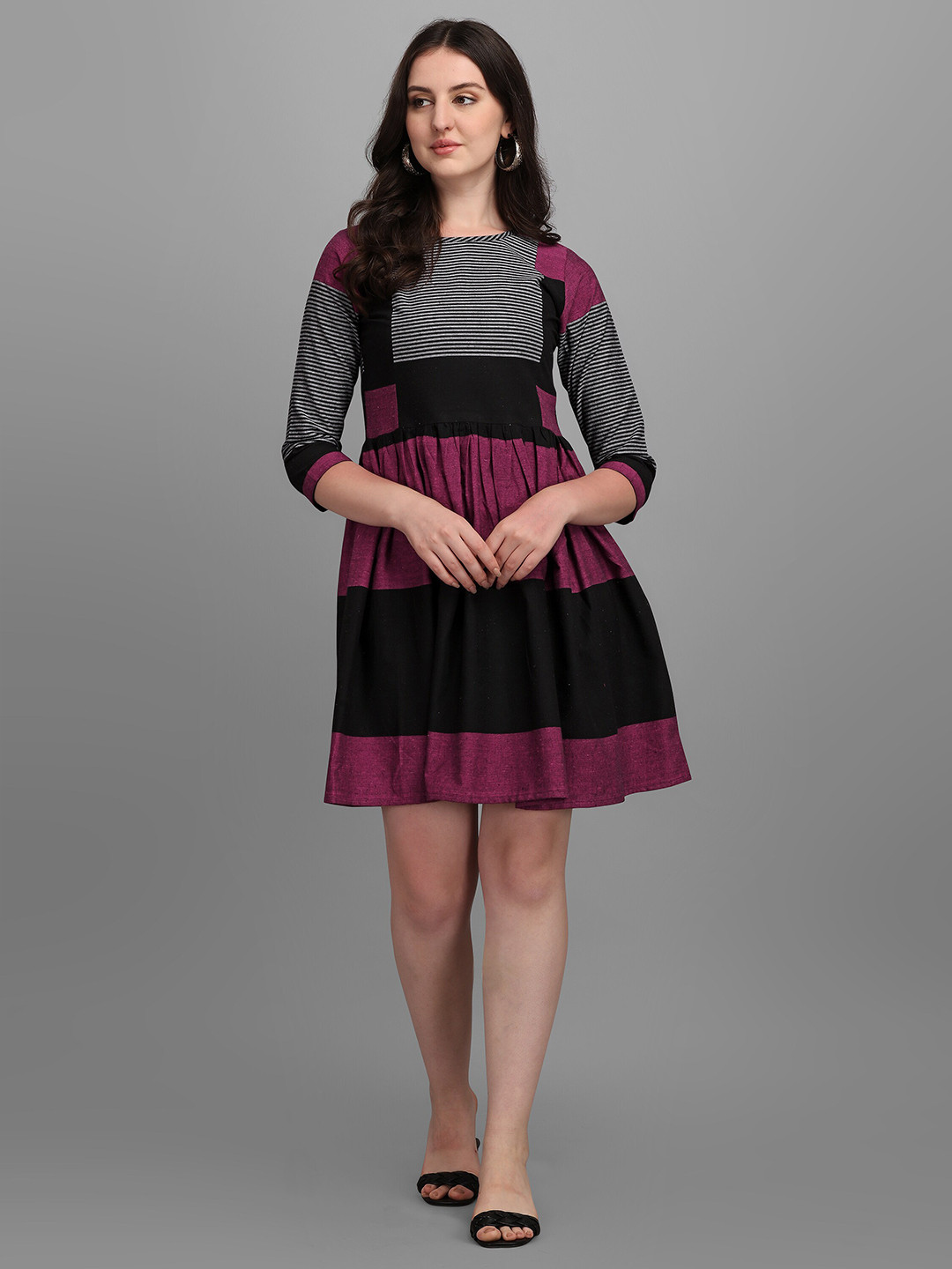 

Fashion FRICKS Purple Geometric Print Longline Top