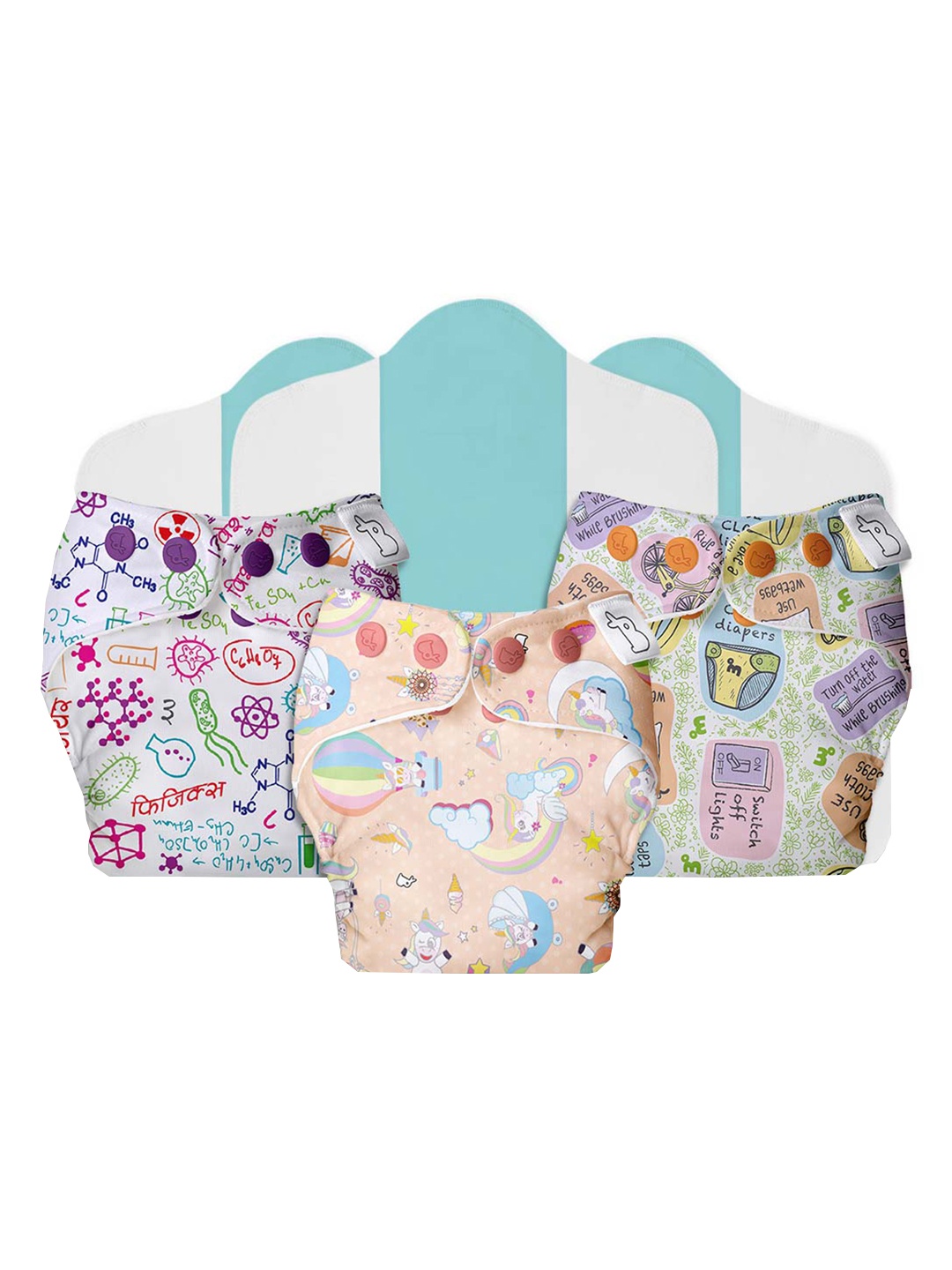 

SuperBottoms Kids Set Of 3 Cloth Sustainable Diaper With Organic Soaker, White