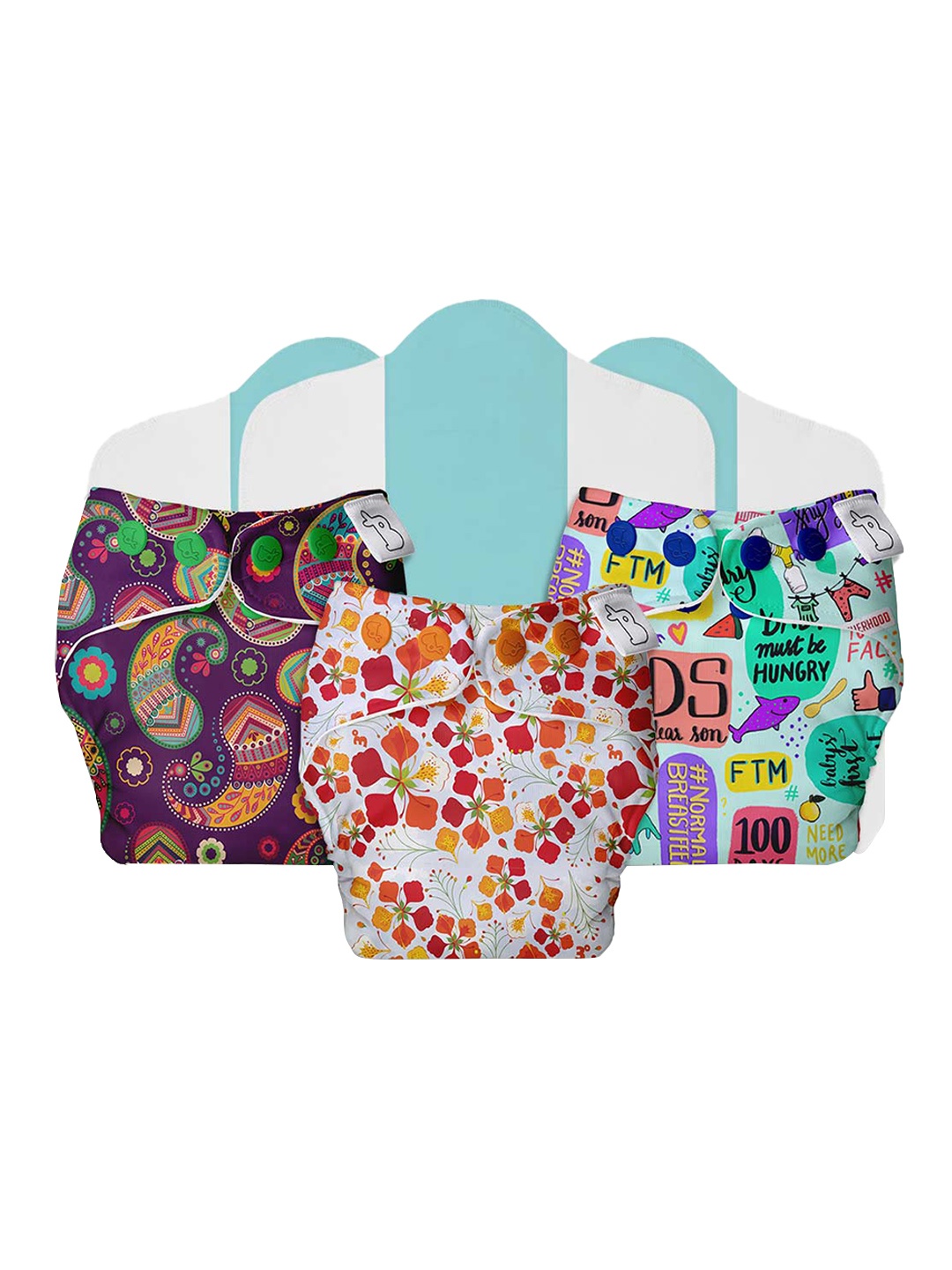 

SuperBottoms Kids Pack Of 3 Cloth Sustainable Diaper, Multi