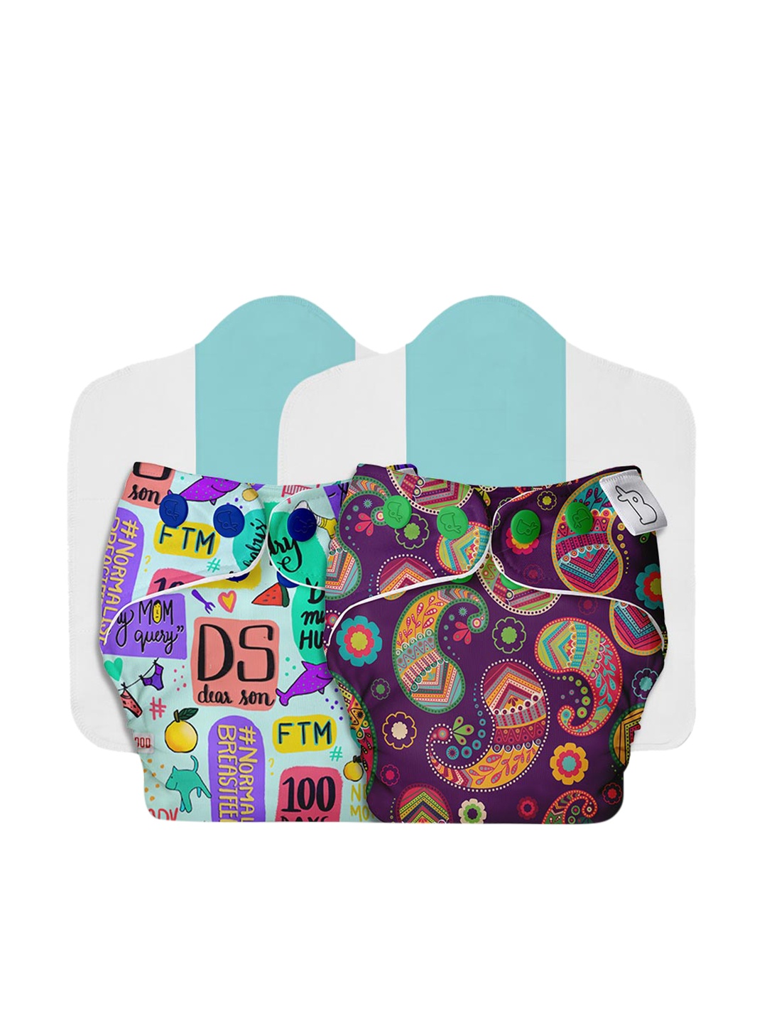 

SuperBottoms Infant Pack Of 2 Cloth Sustainable Diaper, Multi