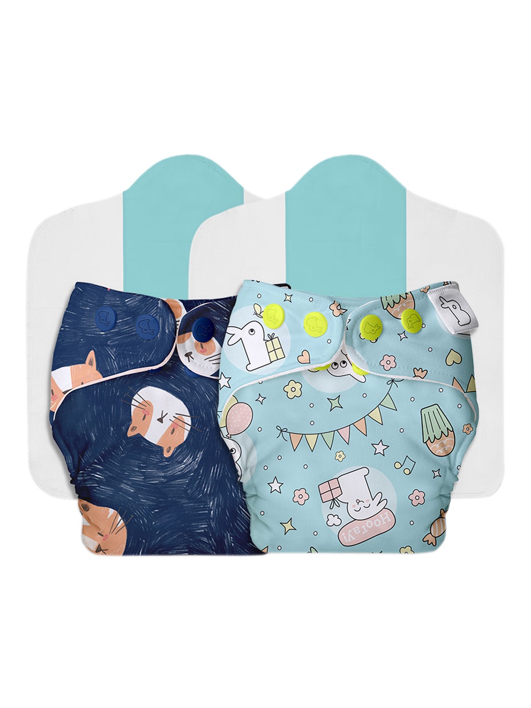 

SuperBottoms Infant Pack Of 2 Blue Cloth Sustainable Diaper With 2 Organic Soaker