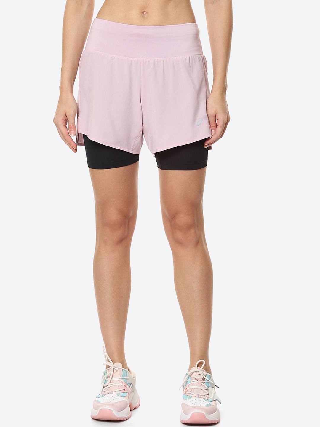 ASICS Women Pink Road 2-N-1 5.5In Running Sports Shorts