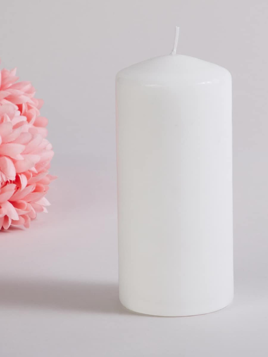 

Home Centre White Solid Unscented Pillar Candle