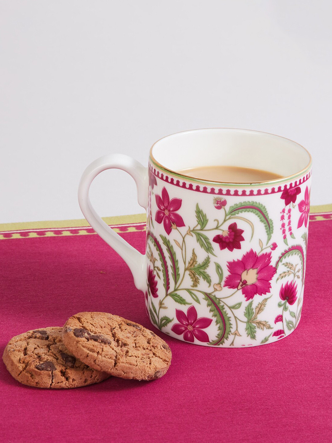 

Home Centre Multicoloured Floral Printed Bone China Matte 350ml Mug, Multi
