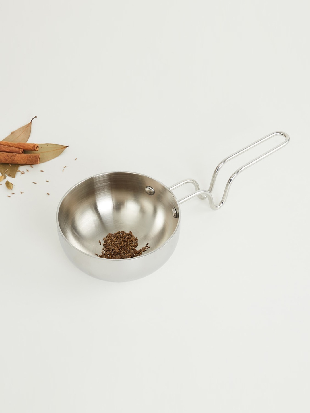 

Home Centre Silver-Toned Stainless Steel Tadka Pan
