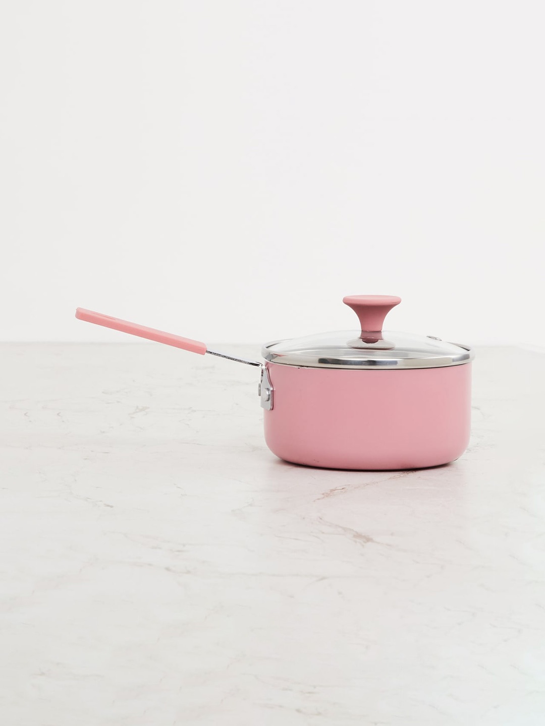 

Home Centre Pink Solid Mini Sauce Pan With Lid