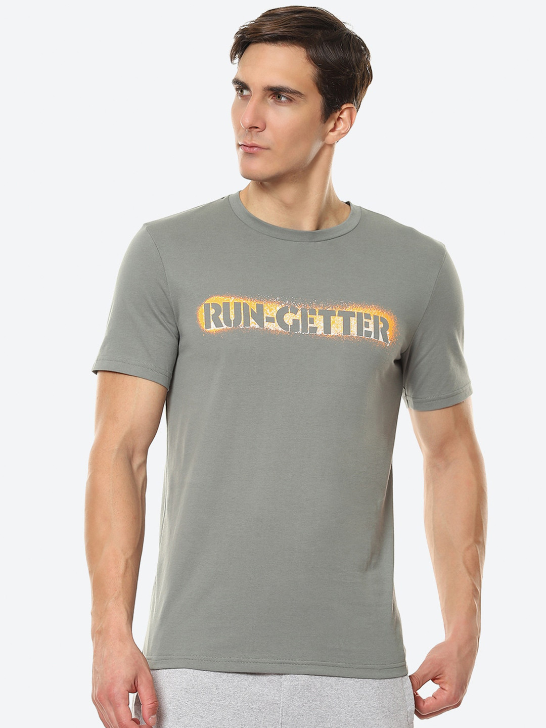 

ASICS Men Green M Heritage Font Gpaphic 4 Training or Gym T-shirt