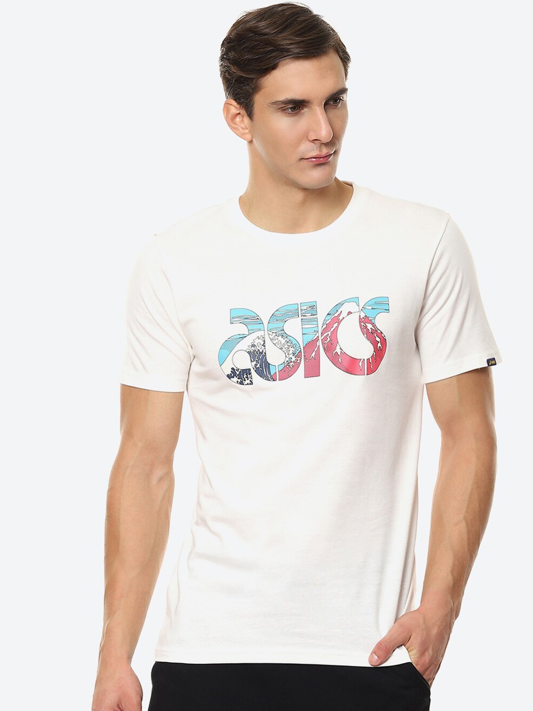 

ASICS Men Jpn View SS1 Training or Gym T-shirt, Cream