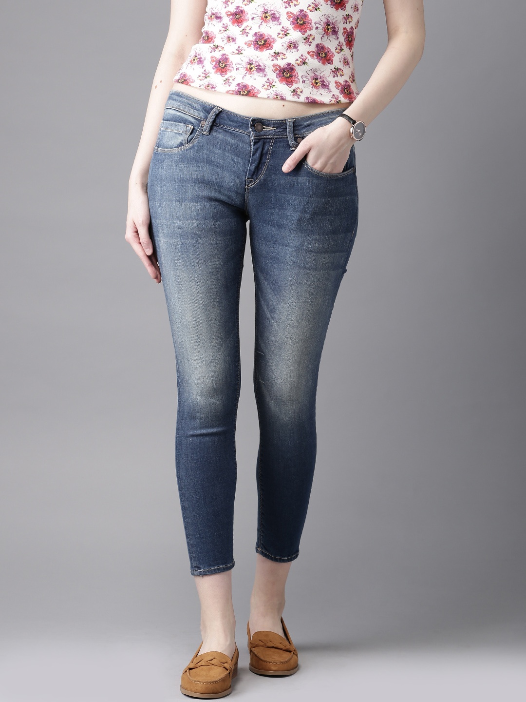 

Moda Rapido Women Ankle Length Skinny Fit Blue Jeans
