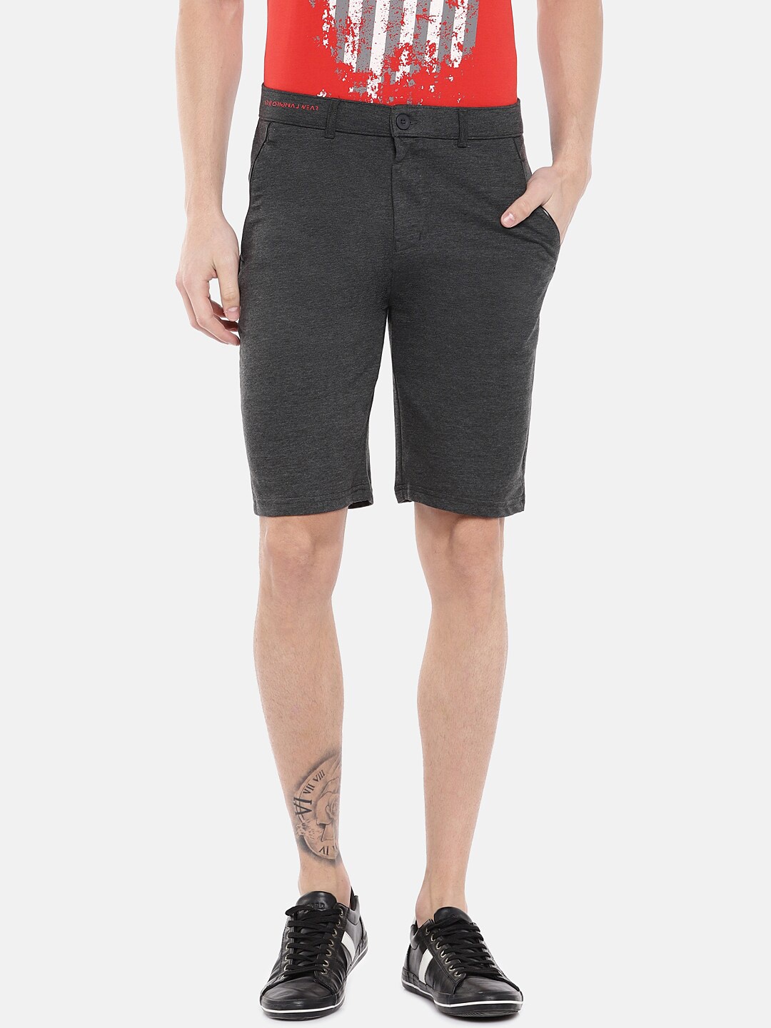 

Sweet Dreams Men Charcoal Black Solid Cotton Lounge Shorts