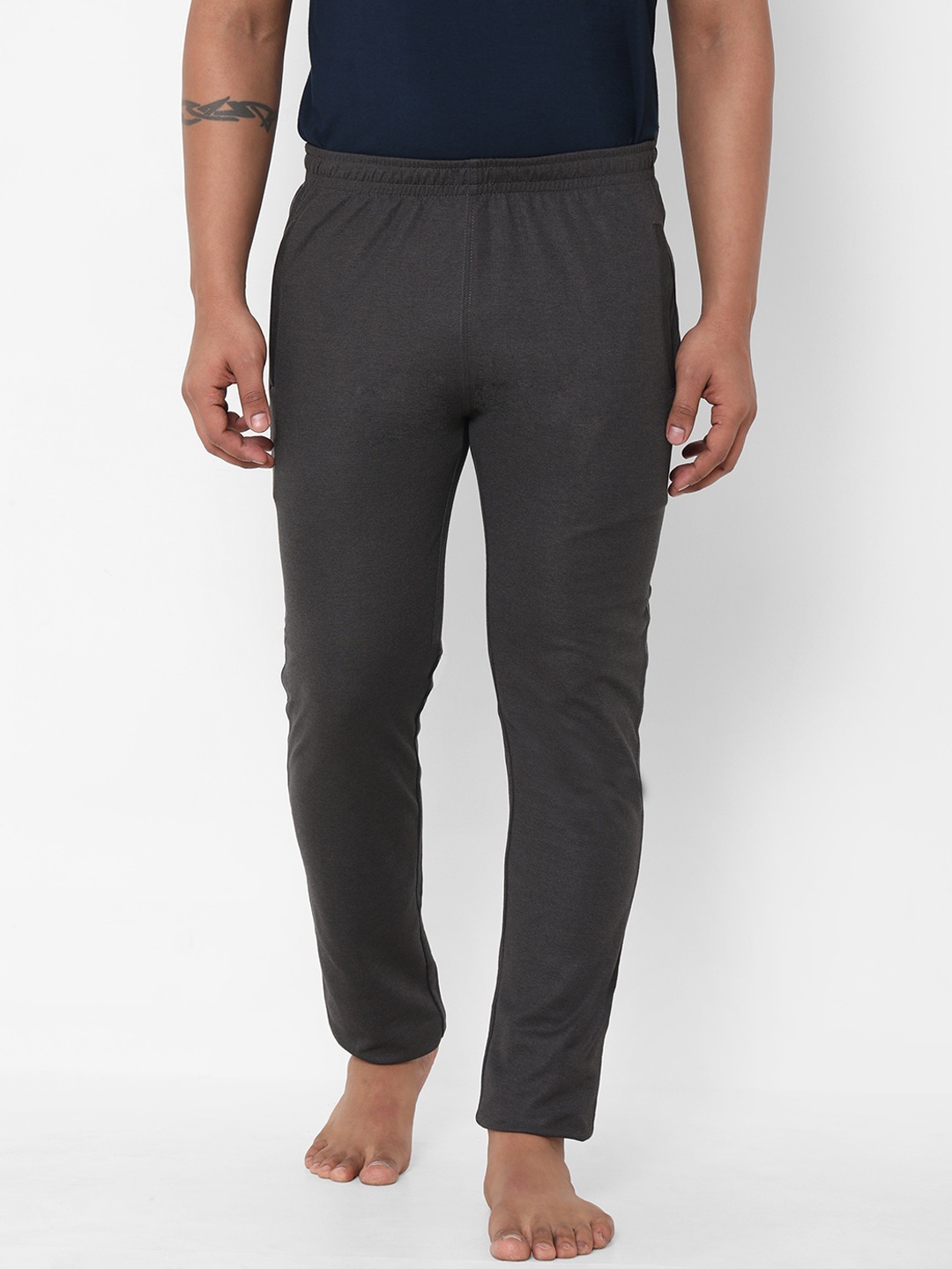 

Sweet Dreams Men Charcoal Grey Solid Pure Cotton Lounge Pants